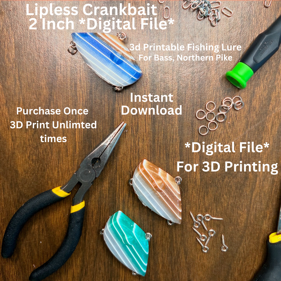 2 Inch Lipless Crankbait For Bass Northern Pike 3D Print Fishing Lure STL File Model for 3D Printer Easy To 3D Print Fish Catch Proven