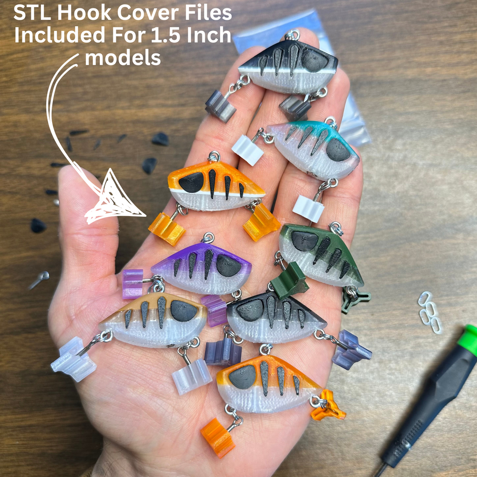 3D Print Fishing Lures (Set of 5) Lipless Crankbait STL Files For 3D Printing Easy To 3D Print Fish For Bass Pike Walleye Fish Catch Proven