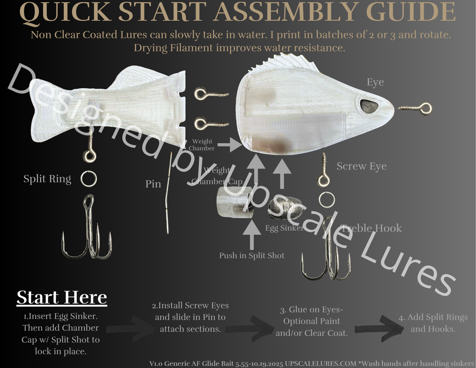 3D Print Fishing Lures Generic AF Glide Bait 5.55 Inch Printable STL 3MF File Download